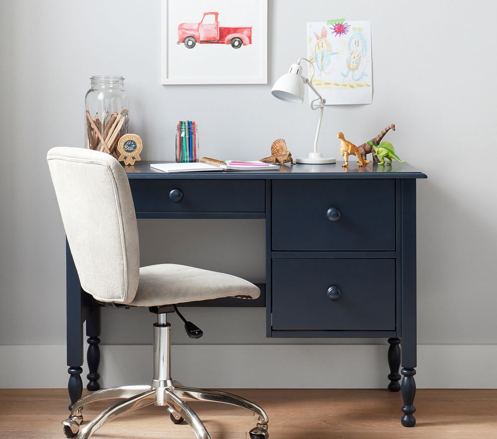 Blue desk shop with hutch