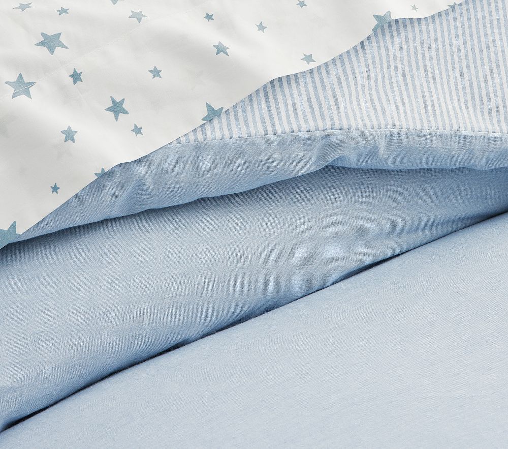 Shop Organic Chambray Reversible Duvet Cover online Pottery Barn