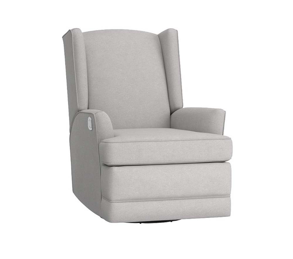 Shop Modern Wingback Manual Swivel Glider Recliner Linen Blend