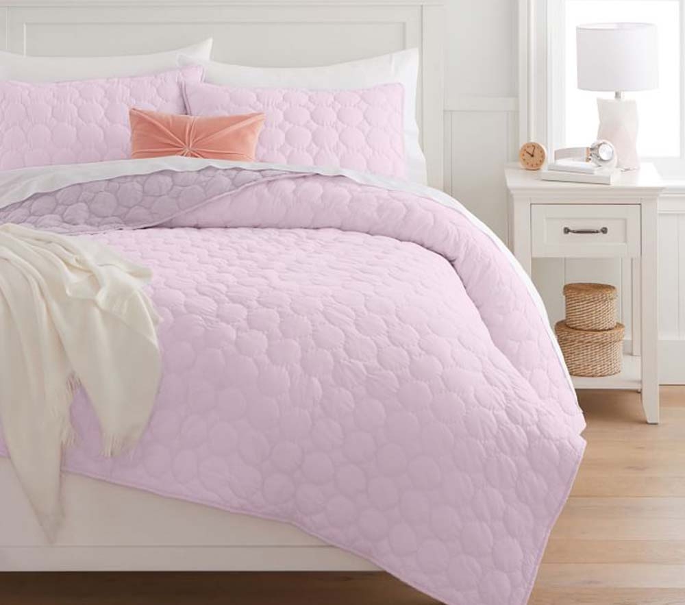 Reversible Bubble Dot Quilt Sham Pretty Lilac Purple Lily