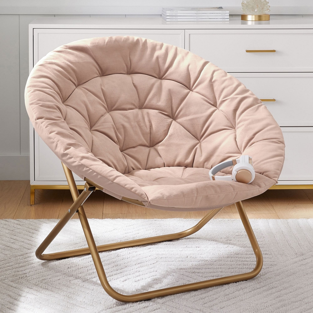 Shop Lustre Velvet Dusty Blush Channel Stitch Hang A Round Chair