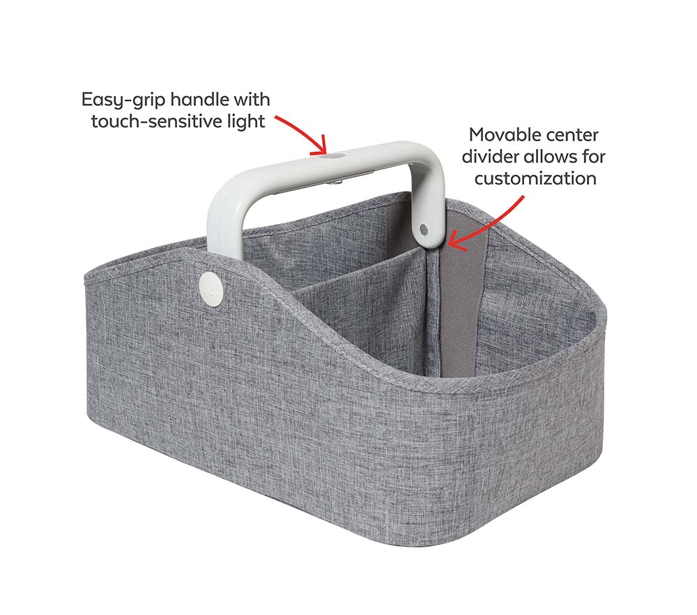 Diaper caddy top with light