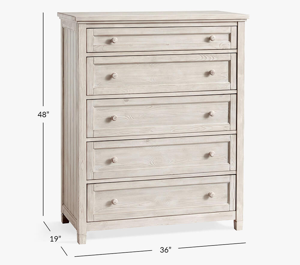 Beadboard 5 Drawer Tall Dresser