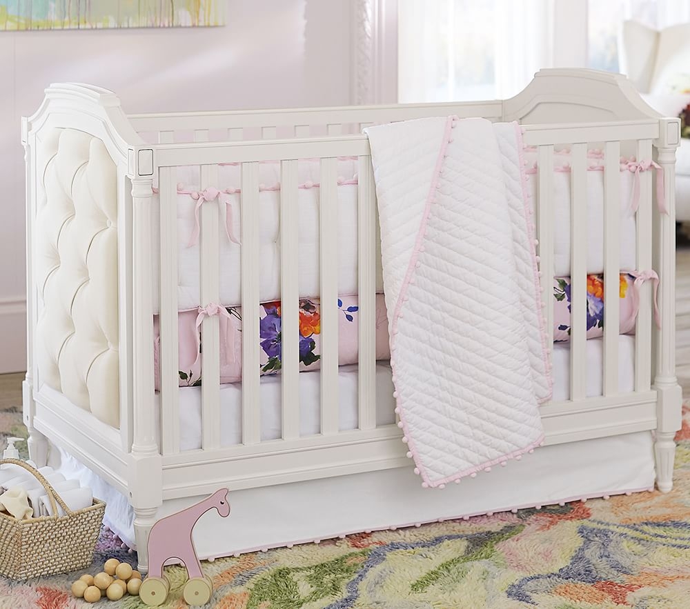 Shop Blythe Upholstered Convertible Crib online Pottery Barn