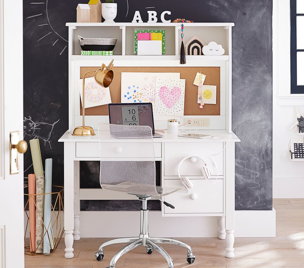 Desk with best sale tall hutch