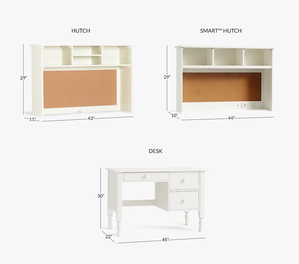 Pottery barn white online desk with hutch