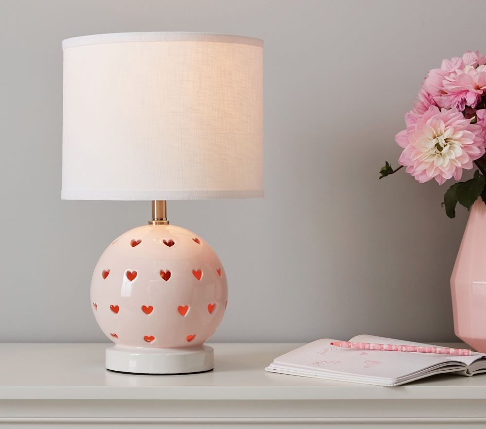 Shop Blush Ceramic Heart Cut Out 3 Way Table Lamp online Pottery
