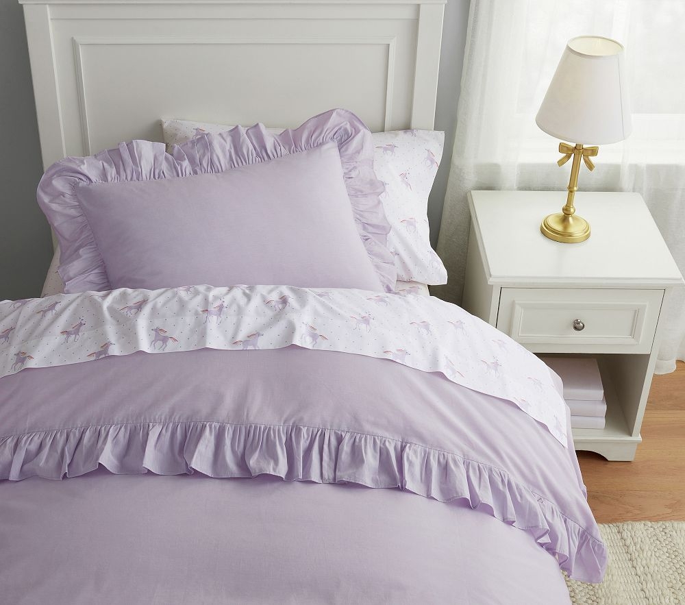 Chambray Ruffle Organic Duvet Cover Shams