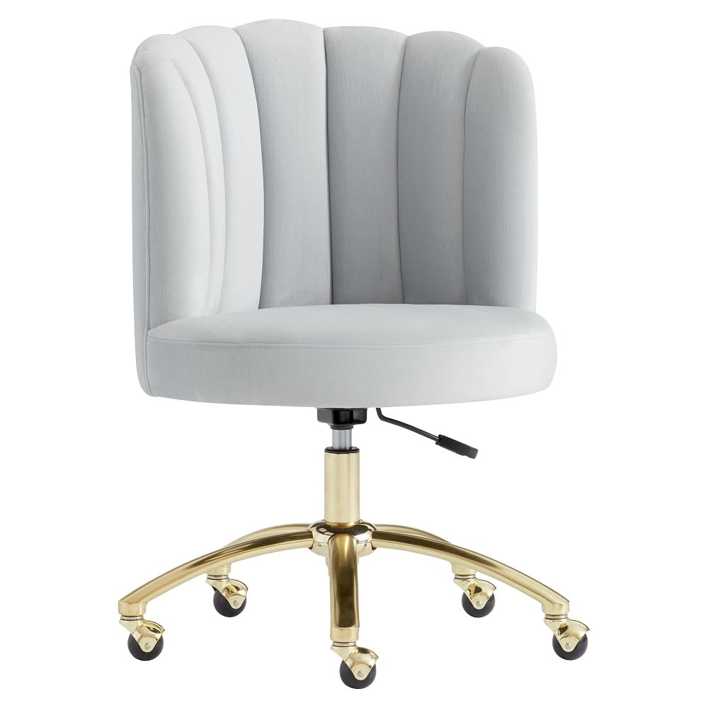 Shop Lustre Velvet Silver Channel Stitch Swivel Desk Chair online