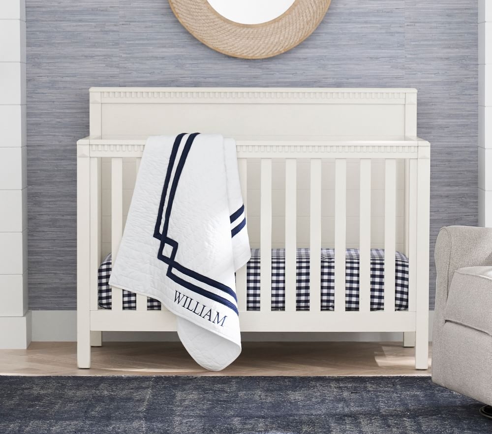 Shop Check Organic Crib Fitted Sheet online Pottery Barn Kids UAE