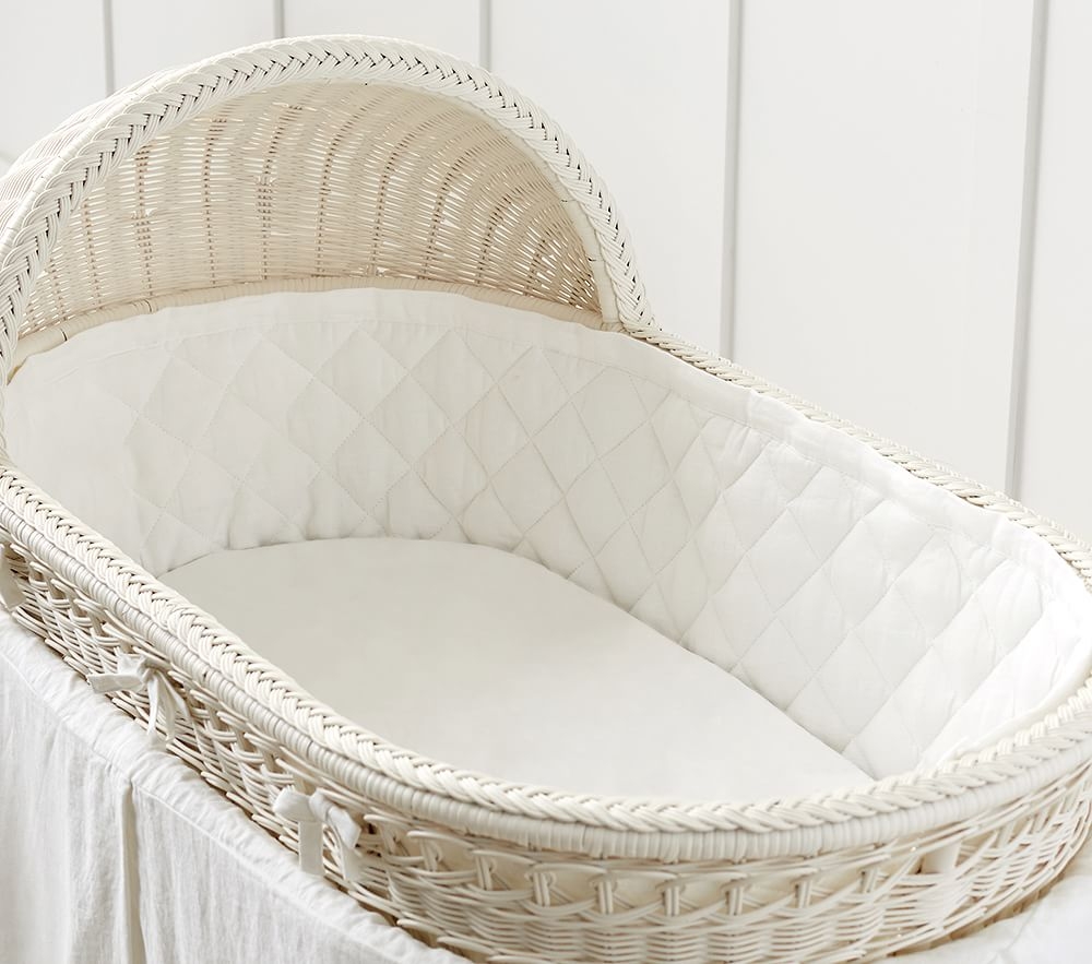 Shop White Cotton Bassinet Fitted Sheet online Pottery Barn Kids UAE