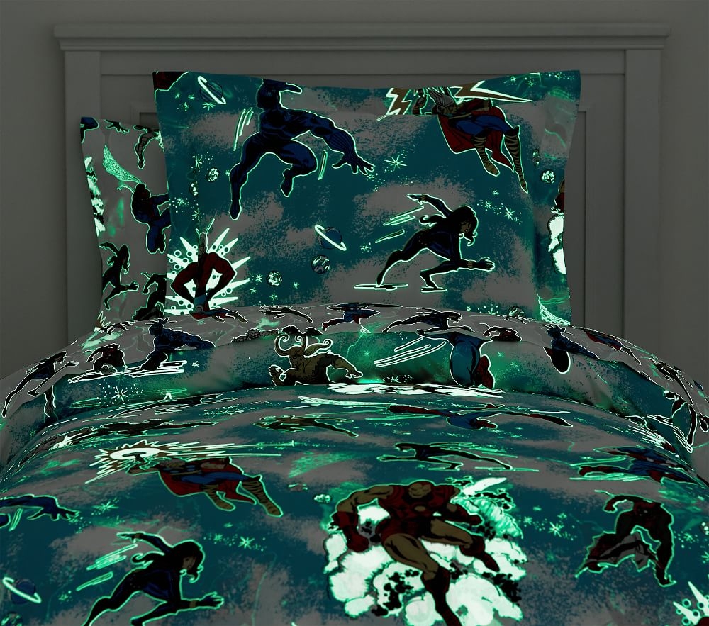 Glow in the Dark Marvel Heroes Duvet Cover