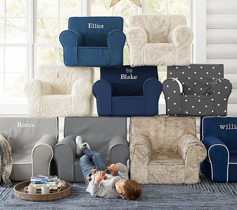 Gray with White Piping Anywhere Chair