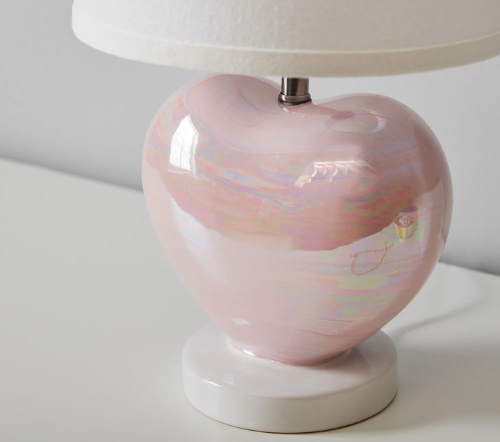 Iridescent Heart Table Lamp, Lydia Mirror Tower Table Lamp
