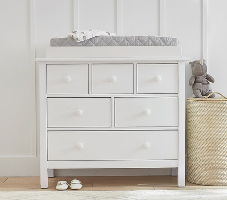 White dresser with changing table shop top