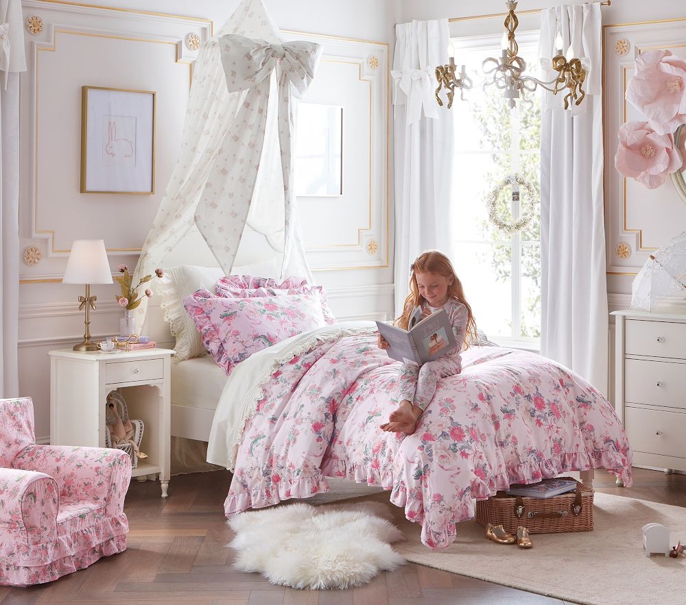 LoveShackFancy Cabbage Rose Double Ruffle Edge Duvet