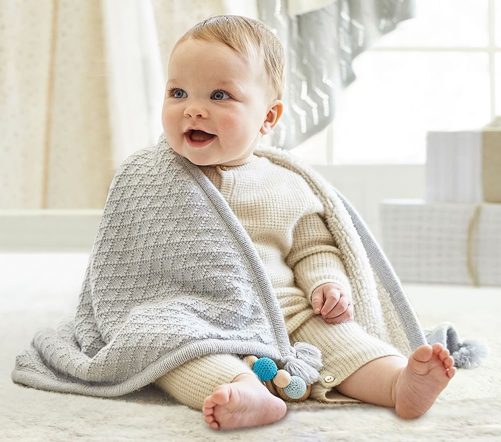 Shop Luxe Cable Knit Sherpa Baby Blanket online Pottery Barn