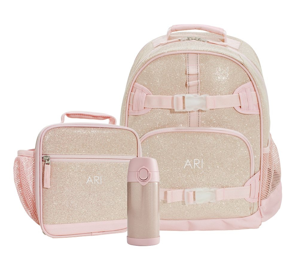 Shop Mackenzie Blush Gold Glitter Backpack Lunch Bundle Set of
