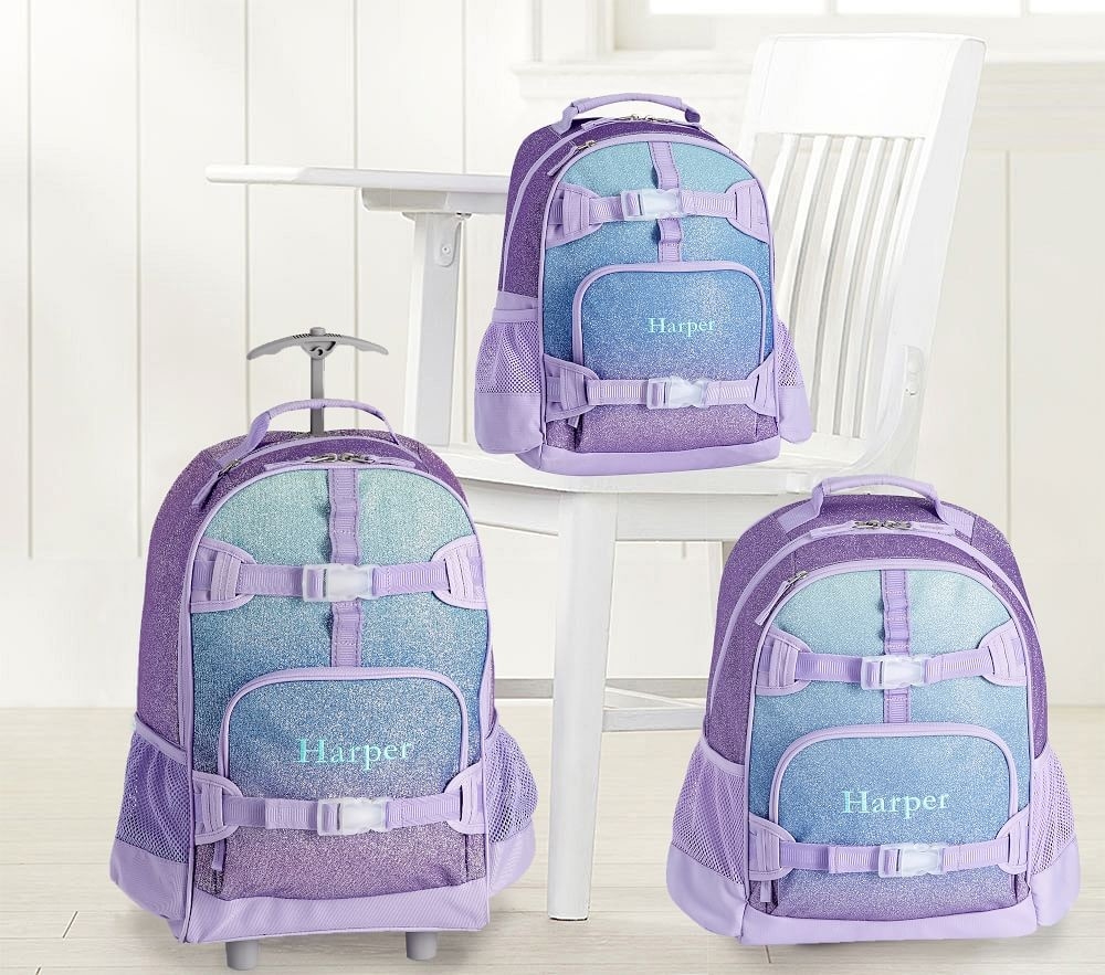 Glitter shop rolling backpack