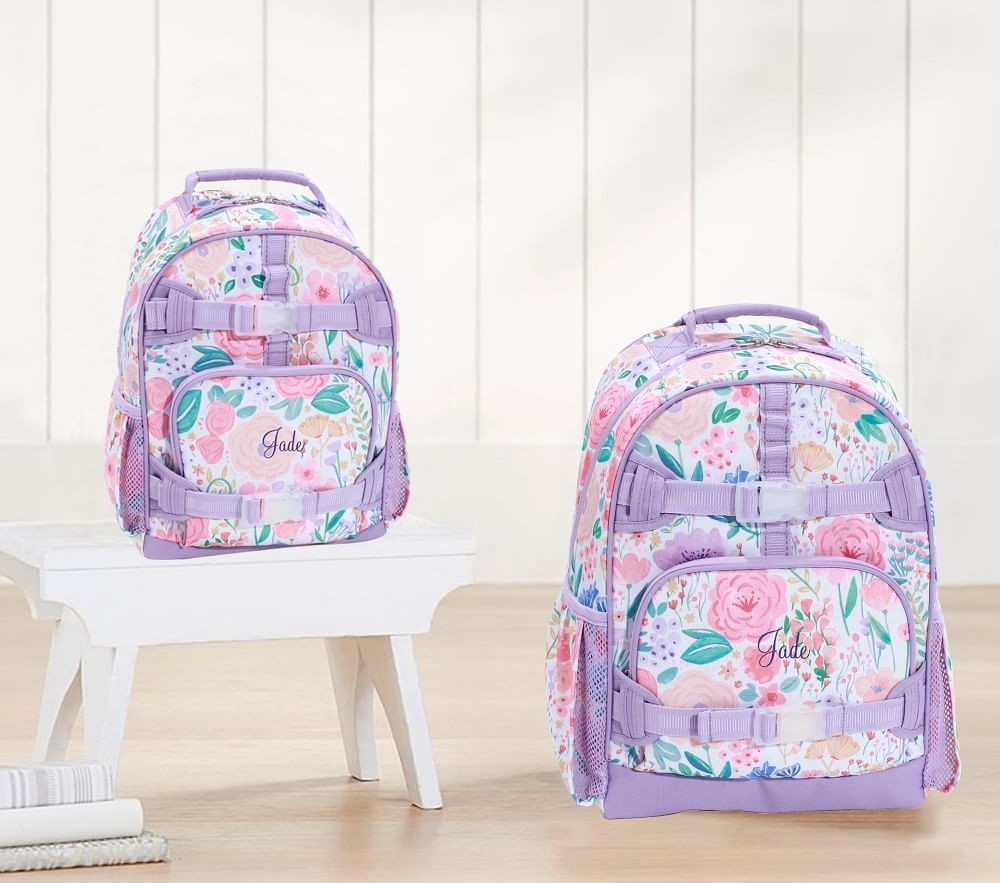 Mackenzie purple flower bouquet backpack hotsell