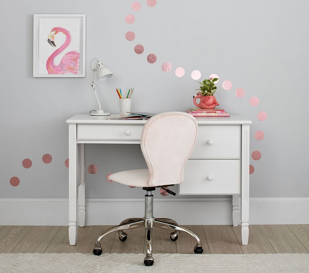 Gray desk store with storage