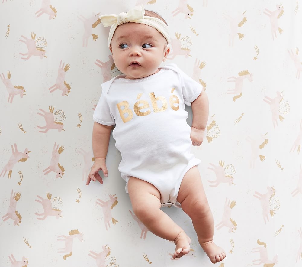Shop Mila Metallic Fitted Crib Sheet online Pottery Barn Kids UAE