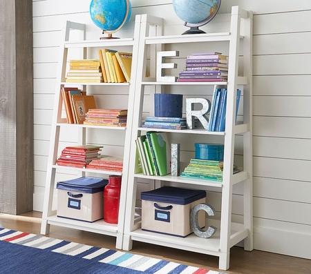 Pottery barn leaning bookshelf hot sale