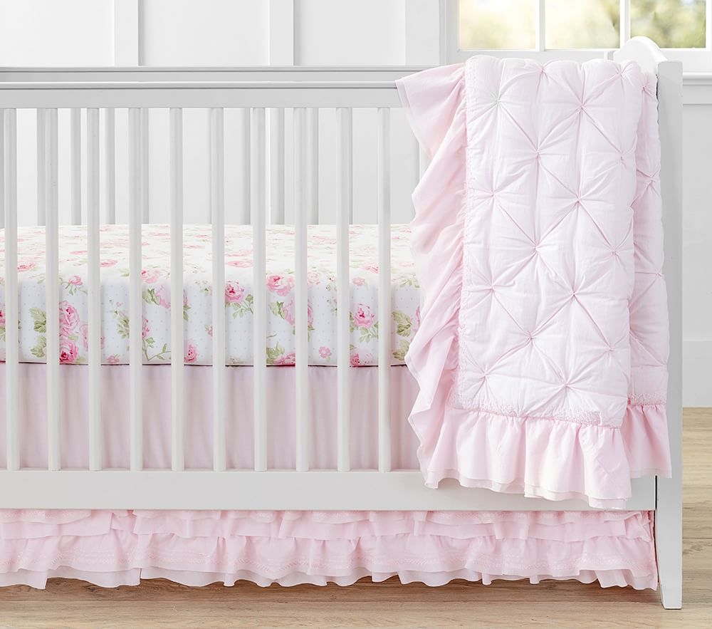 Pink ruffle crib bedding sales