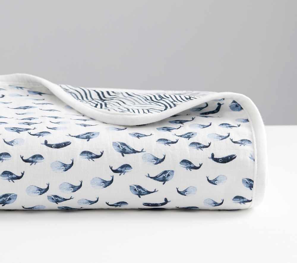 Shop Organic Oversized Muslin Whale Baby Blanket online Pottery