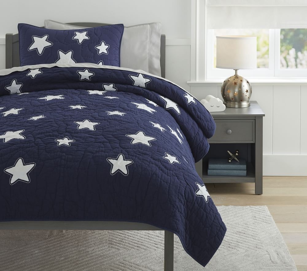 Navy blue coverlet and shams sale