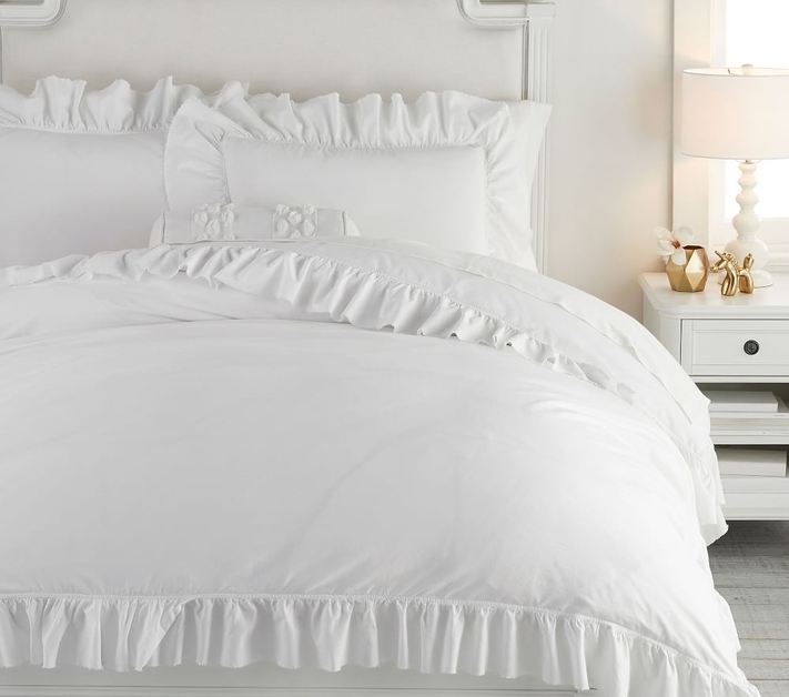 Shop Washed Cotton Ruffle Organic Duvet Cover Shams online