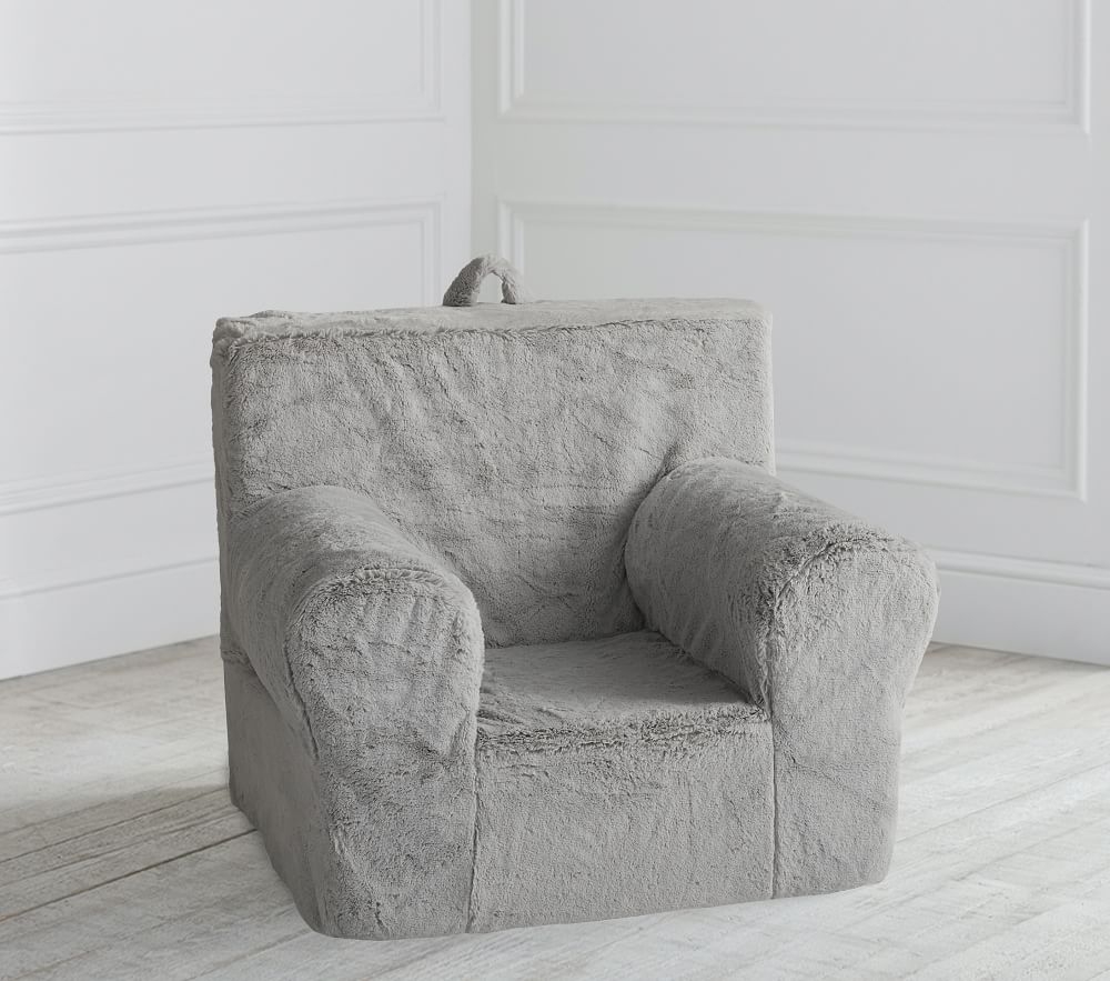 Shop Ultra Plush Gray Faux Fur Anywhere Chair Slipcover Only